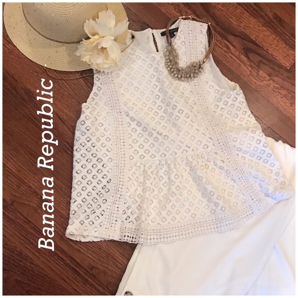 Banana Republic eyelet overlay peplum Blouse